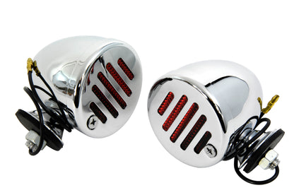 Chrome Shielded Bullet Marker Lamp Set with Red lens