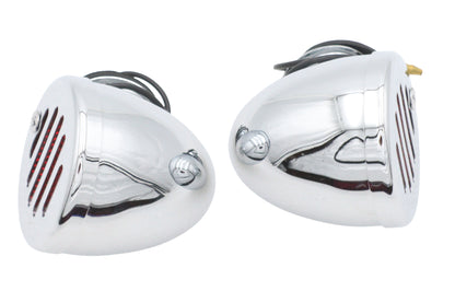 Chrome Shielded Bullet Marker Lamp Set with Red lens
