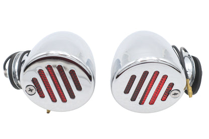 Chrome Shielded Bullet Marker Lamp Set with Red lens