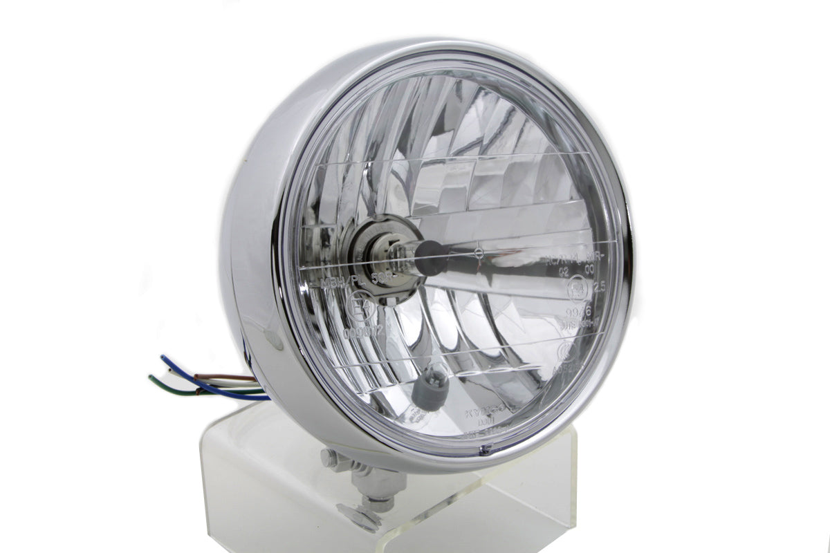 6 Round Headlamp Steel Chrome