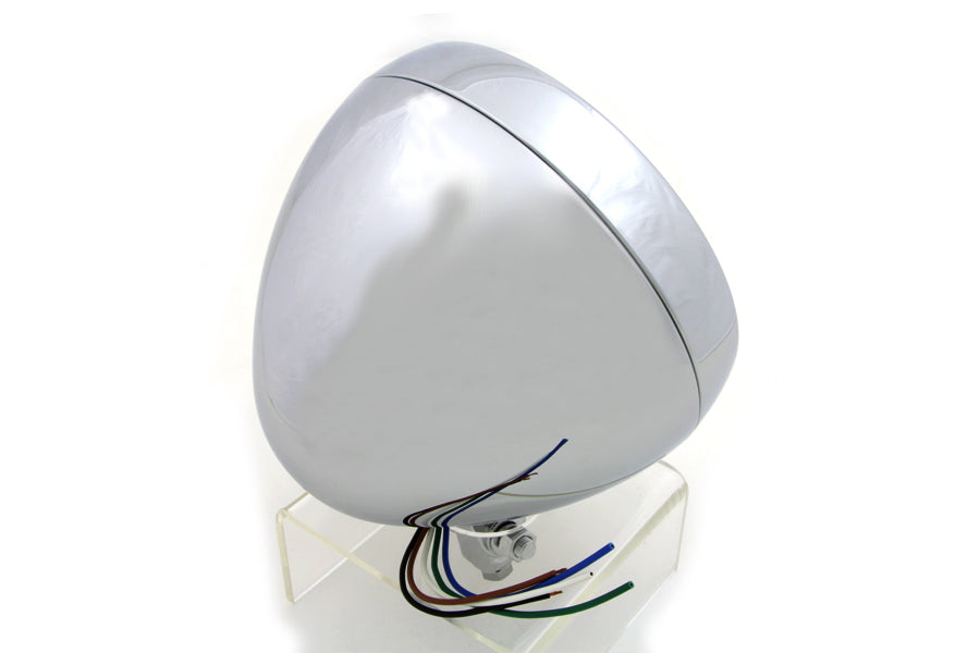6 Round Headlamp Steel Chrome