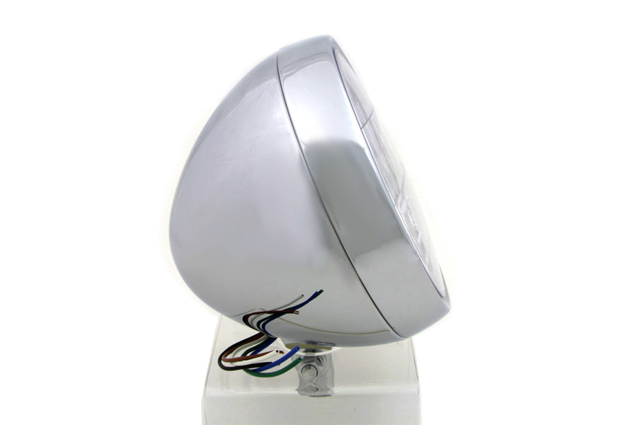 6 Round Headlamp Steel Chrome