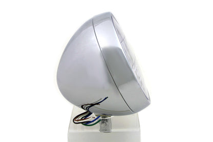6 Round Headlamp Steel Chrome