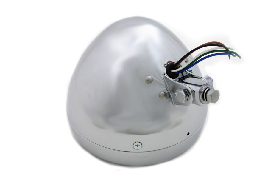 6 Round Headlamp Steel Chrome