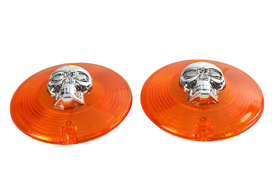 Turn Signal Lens Set with Skull Amber