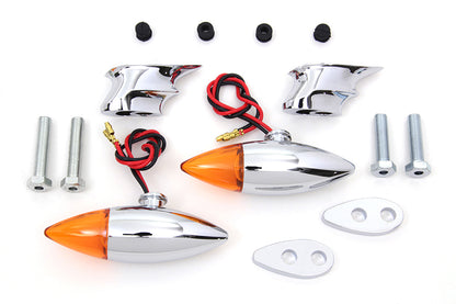 Chrome Torpedo Bullet Style Marker Lamp Set