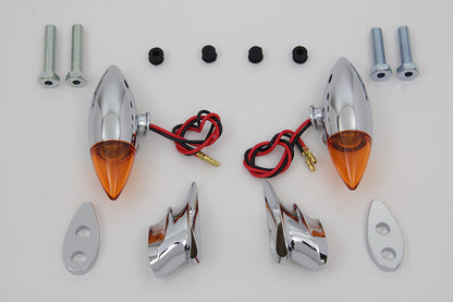 Chrome Torpedo Bullet Style Marker Lamp Set