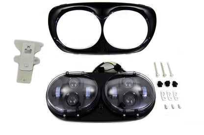Black Dual LED Headlamp Unit