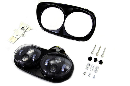 Black Dual LED Headlamp Unit