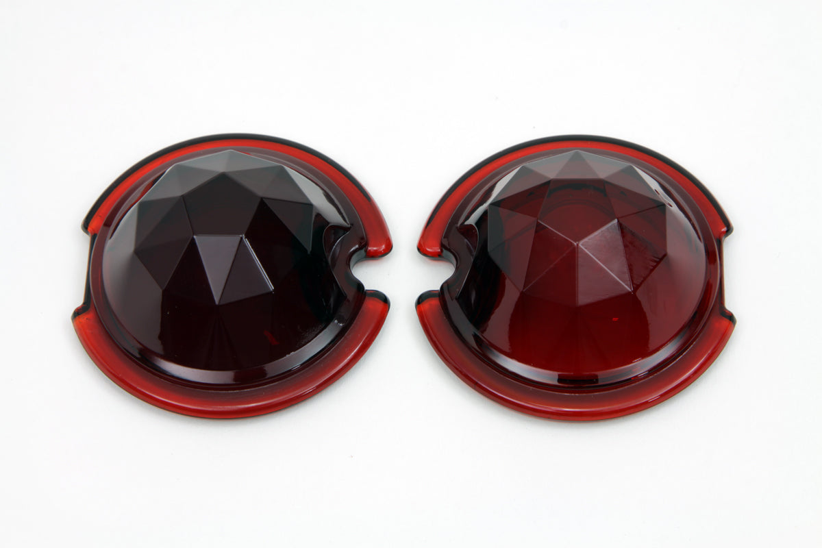 Tail Lamp Glass Lens Set Faceted Red