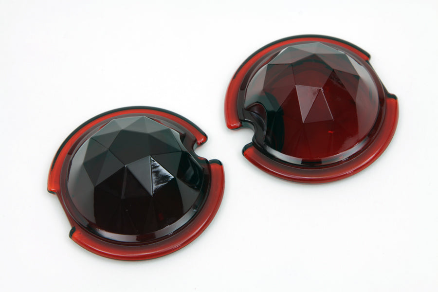 Tail Lamp Glass Lens Set Faceted Red