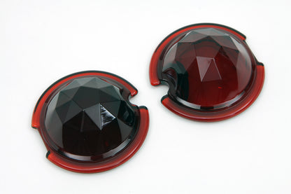 Tail Lamp Glass Lens Set Faceted Red