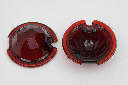 Tail Lamp Glass Lens Set Faceted Red