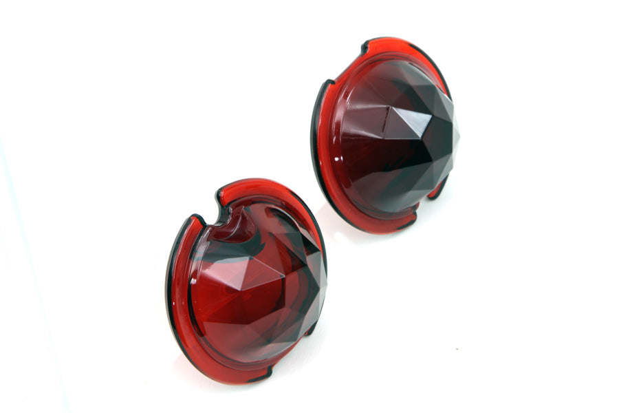 Tail Lamp Glass Lens Set Faceted Red