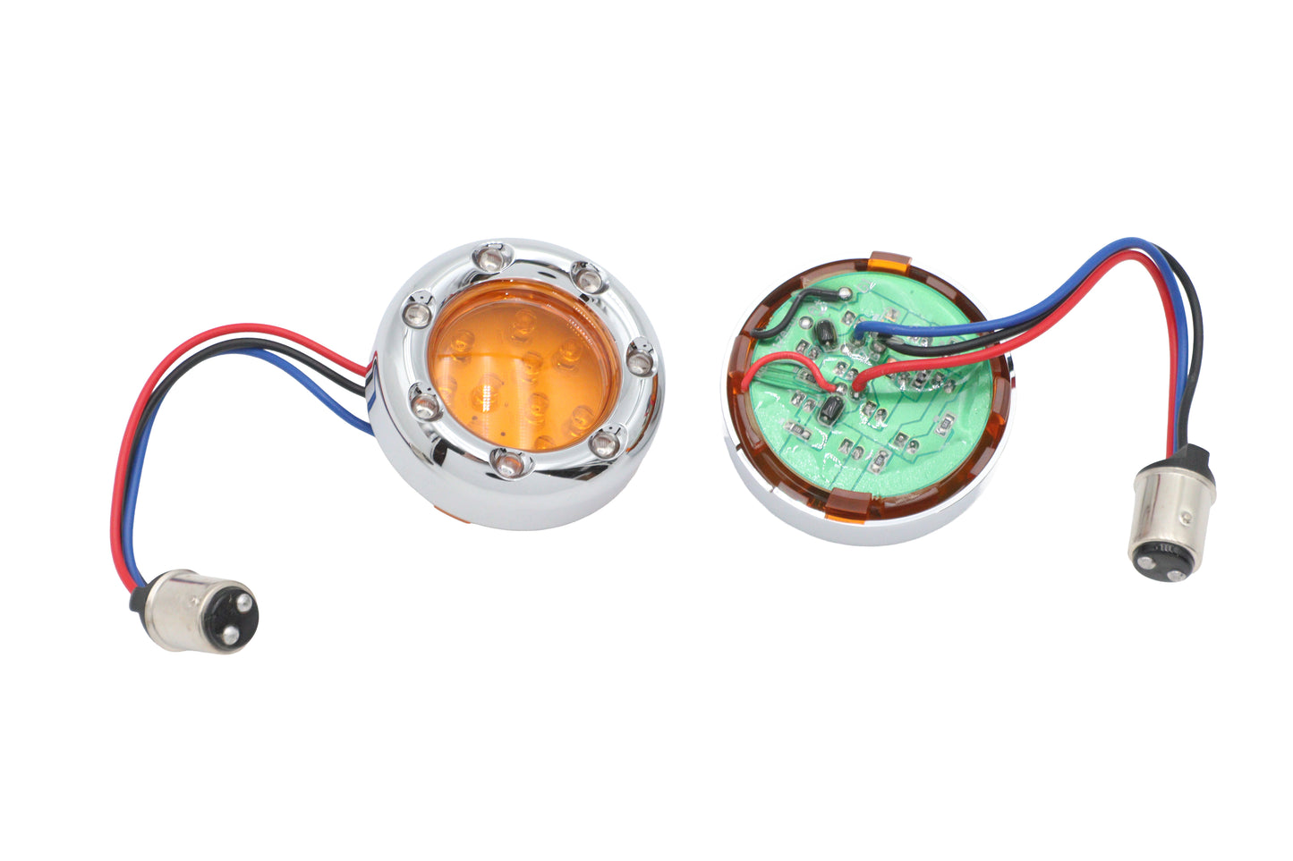 Chrome LED Turn Signal Bezel with Amber Lens