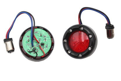 Black LED Turn Signal Bezel with Red Lens
