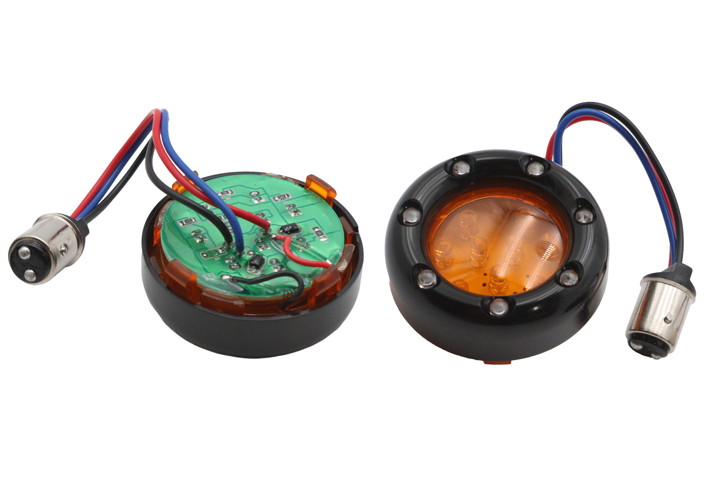 Black LED Turn Signal Bezel with Amber Lens