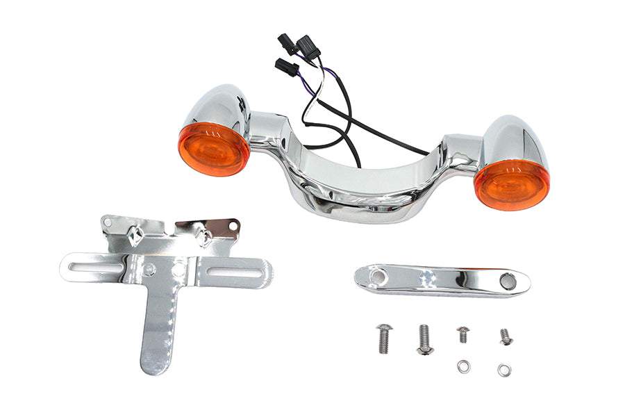 Chrome Bullet Rear Turn Signal Bar and License Plate