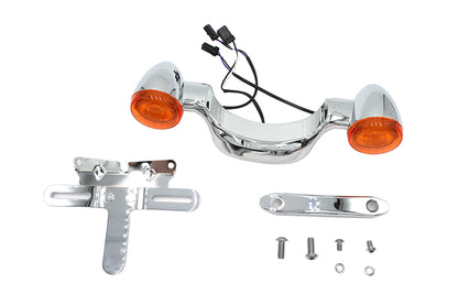 Chrome Bullet Rear Turn Signal Bar and License Plate