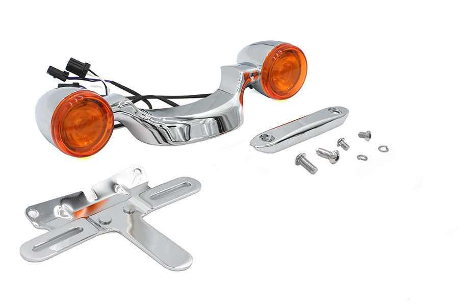Chrome Bullet Rear Turn Signal Bar and License Plate