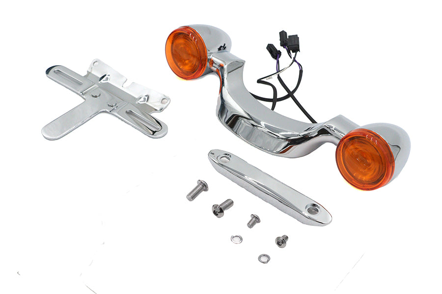 Chrome Bullet Rear Turn Signal Bar and License Plate