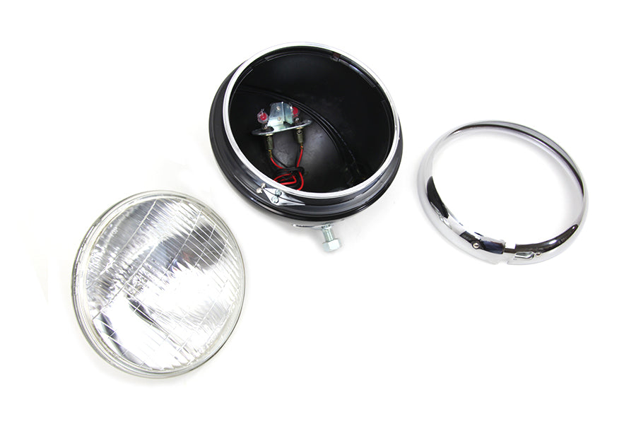 Black 7 K Headlamp with Chrome Rim