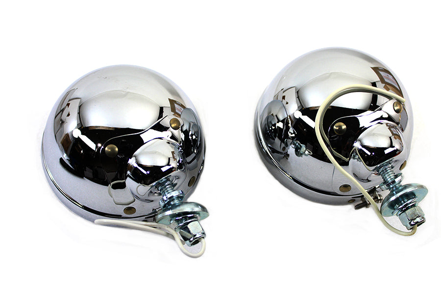 Chrome 4-1/2 Spotlamp Set with Clear 6 Volt Bulb