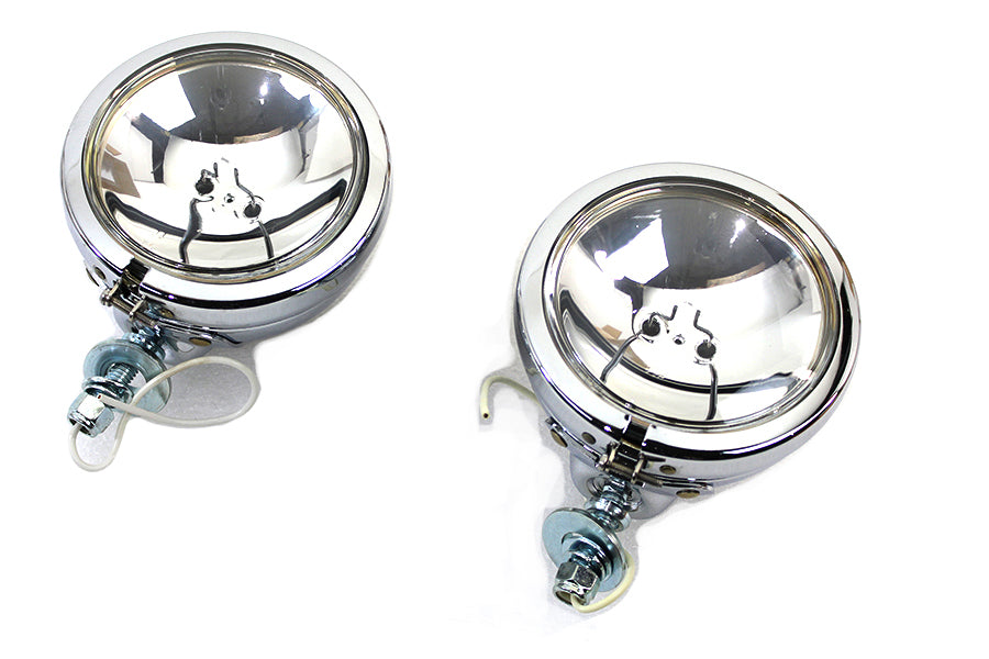 Chrome 4-1/2 Spotlamp Set with Clear 6 Volt Bulb