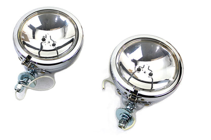 Chrome 4-1/2 Spotlamp Set with Clear 6 Volt Bulb