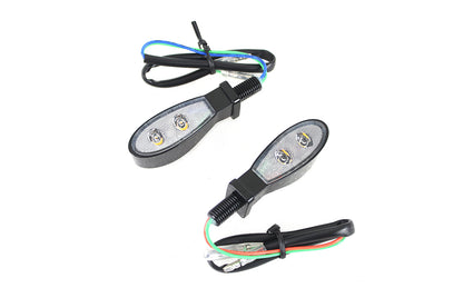 Black Teardrop Shaped LED Turn Signal Set with Clear Lens