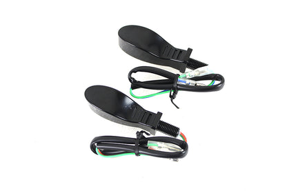 Black Teardrop Shaped LED Turn Signal Set with Clear Lens