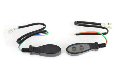 Black Teardrop Shaped LED Turn Signal Set with Smoked Lens