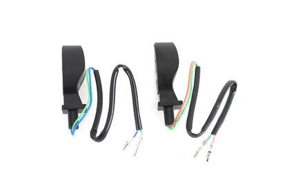 Black Teardrop Shaped LED Turn Signal Set with Smoked Lens