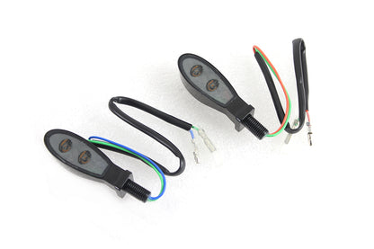 Black Teardrop Shaped LED Turn Signal Set with Smoked Lens