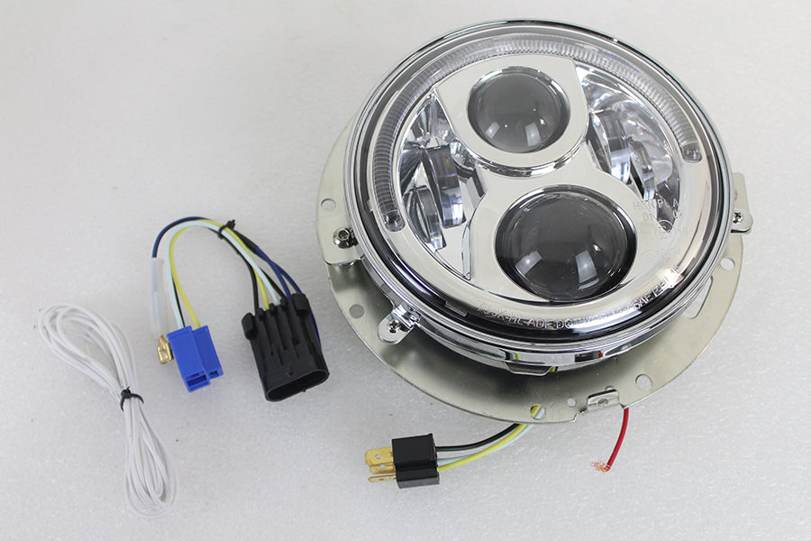7 LED Headlamp Assembly Chrome