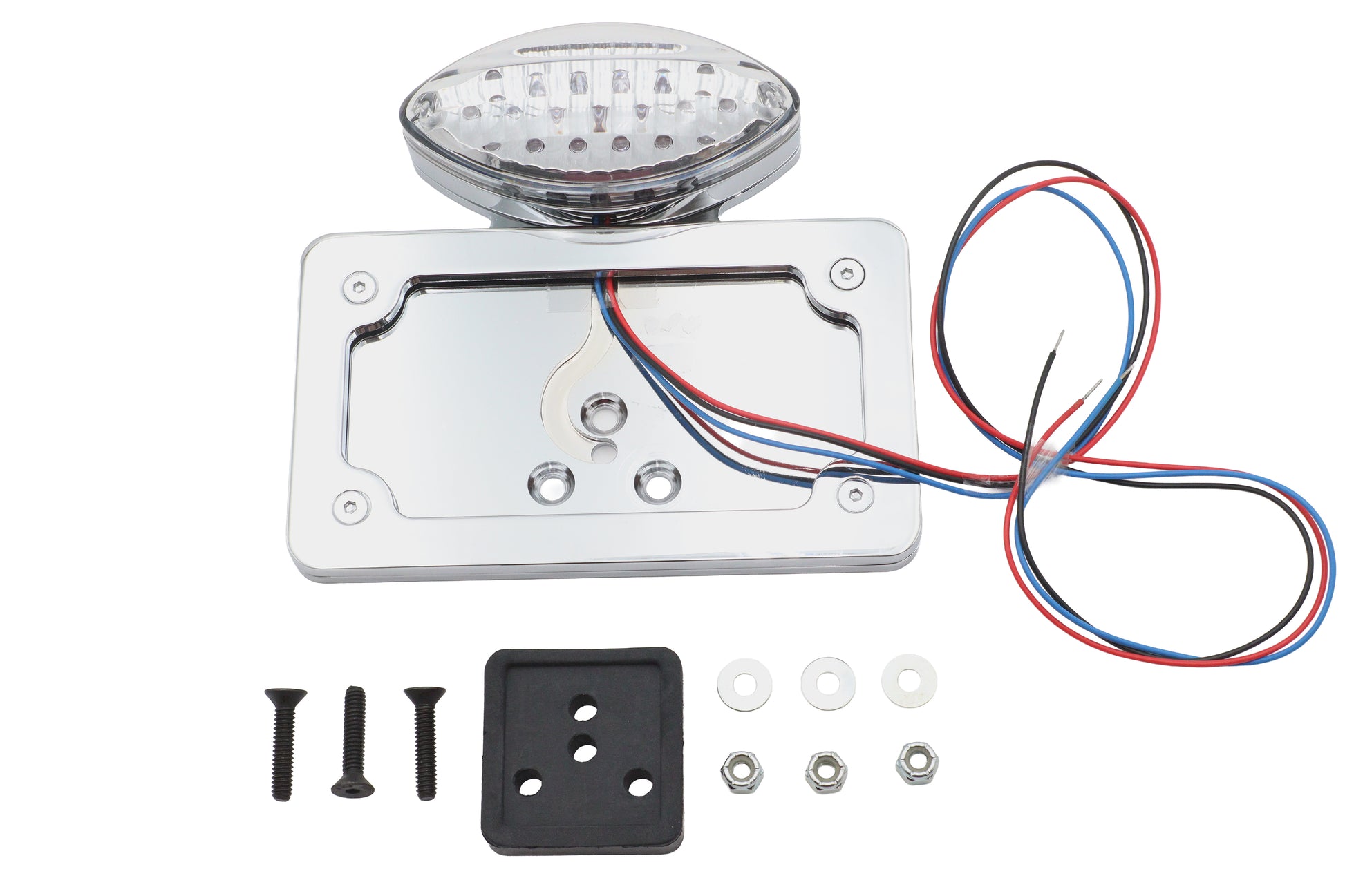 Chrome Billet Fender Mount LED Tail Lamp with Clear Lens