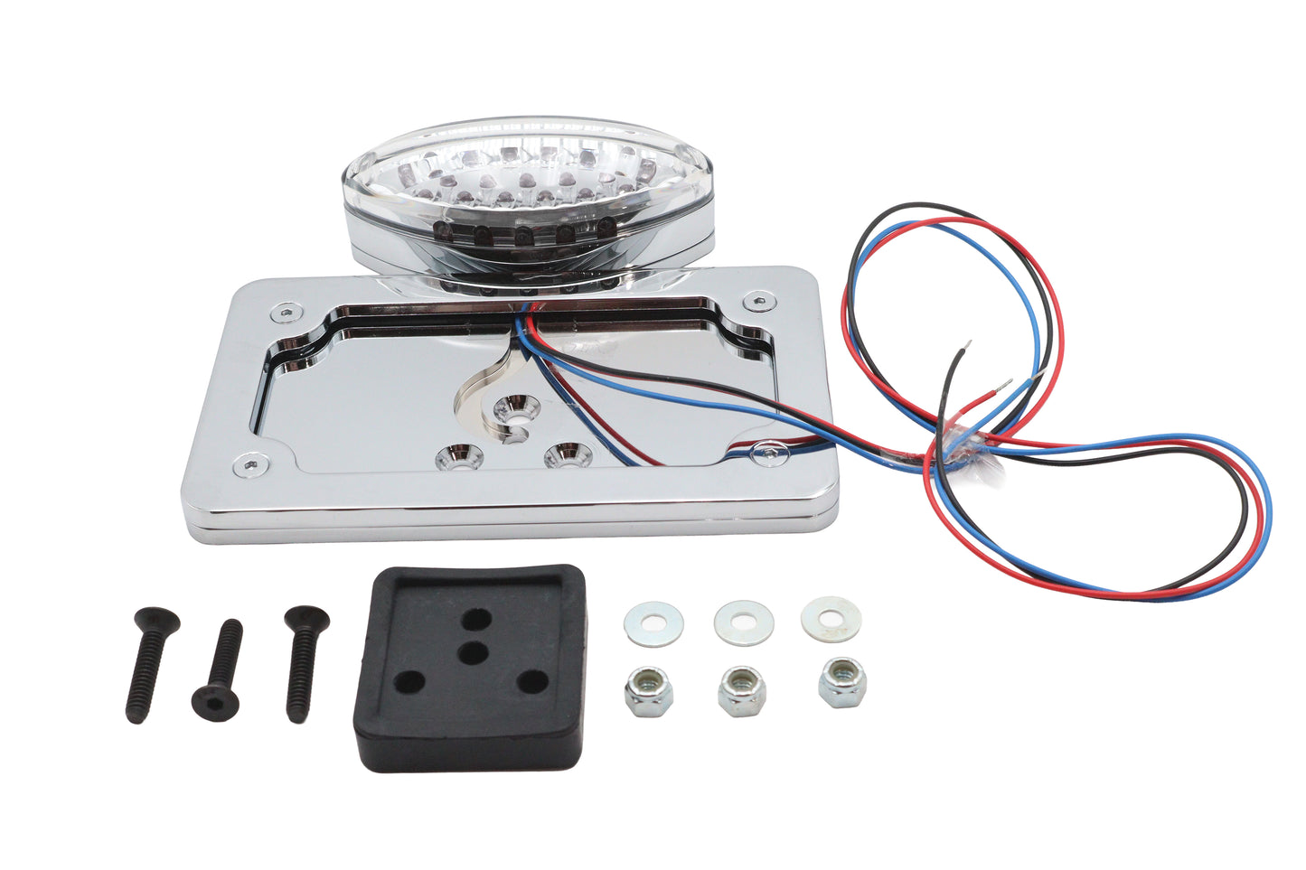 Chrome Billet Fender Mount LED Tail Lamp with Clear Lens