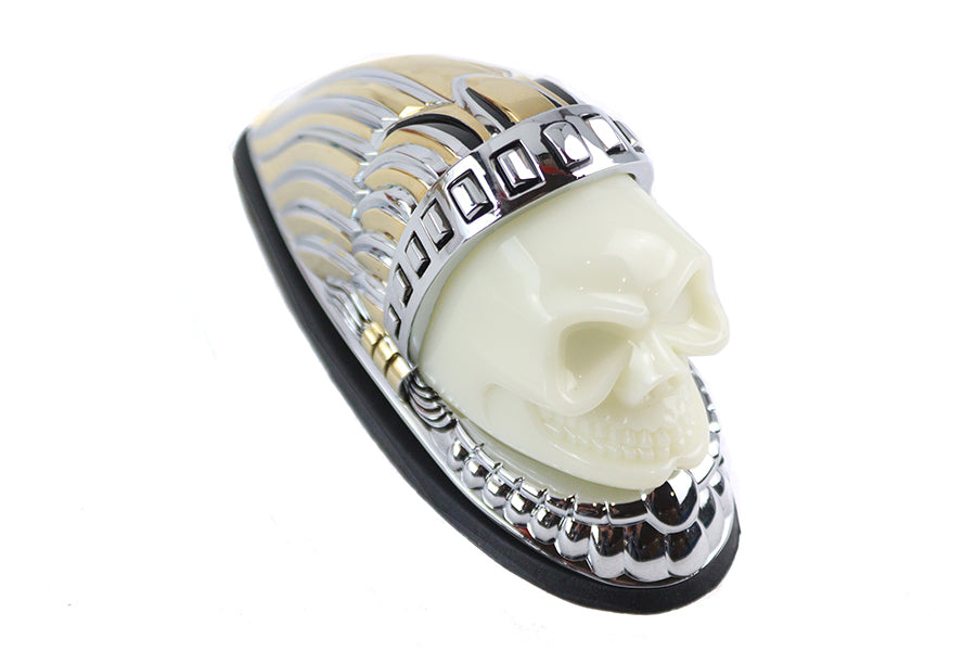 Skull Head Front Fender Lamp Gold and Chrome