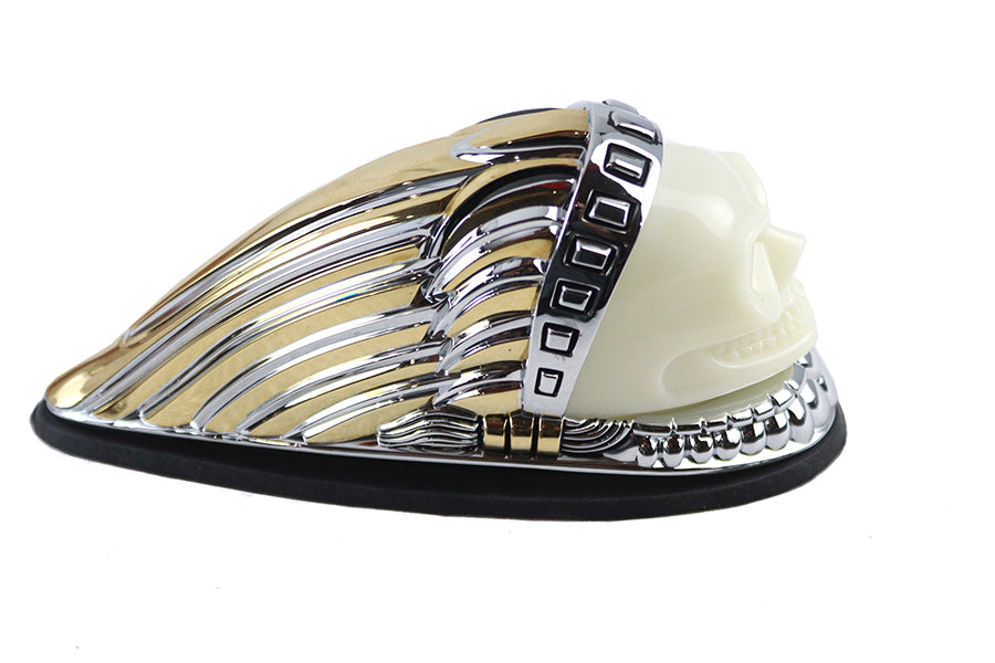Skull Head Front Fender Lamp Gold and Chrome