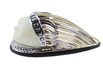 Skull Head Front Fender Lamp Gold and Chrome