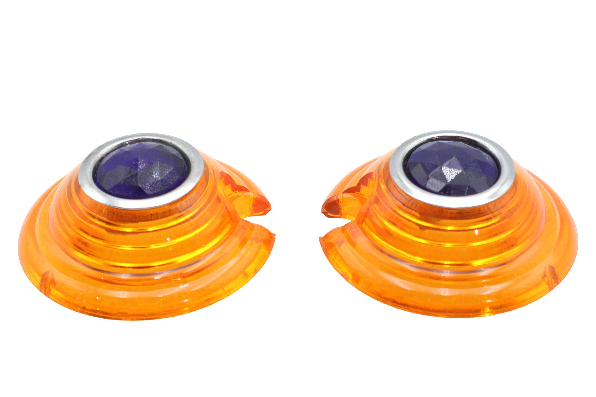 Marker Lamp Lens Amber with Blue Dot Bullet Style
