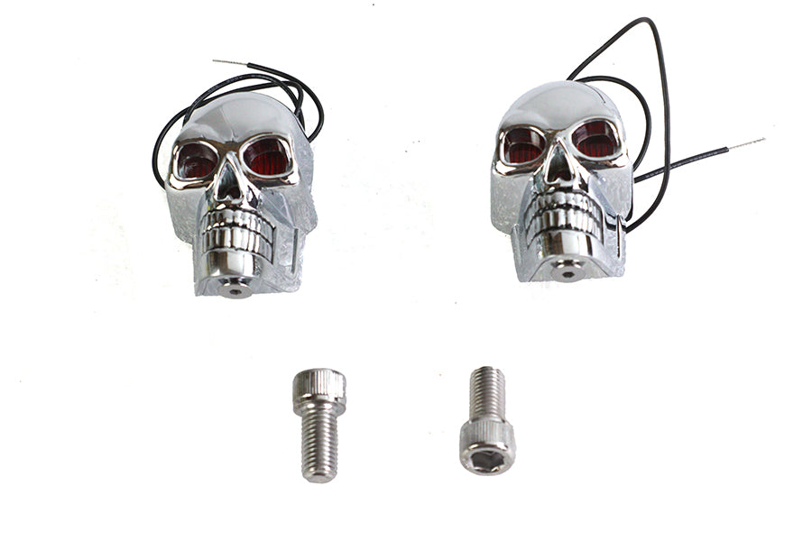 2 Chrome Skull Marker Lamp
