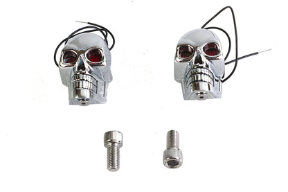 2 Chrome Skull Marker Lamp