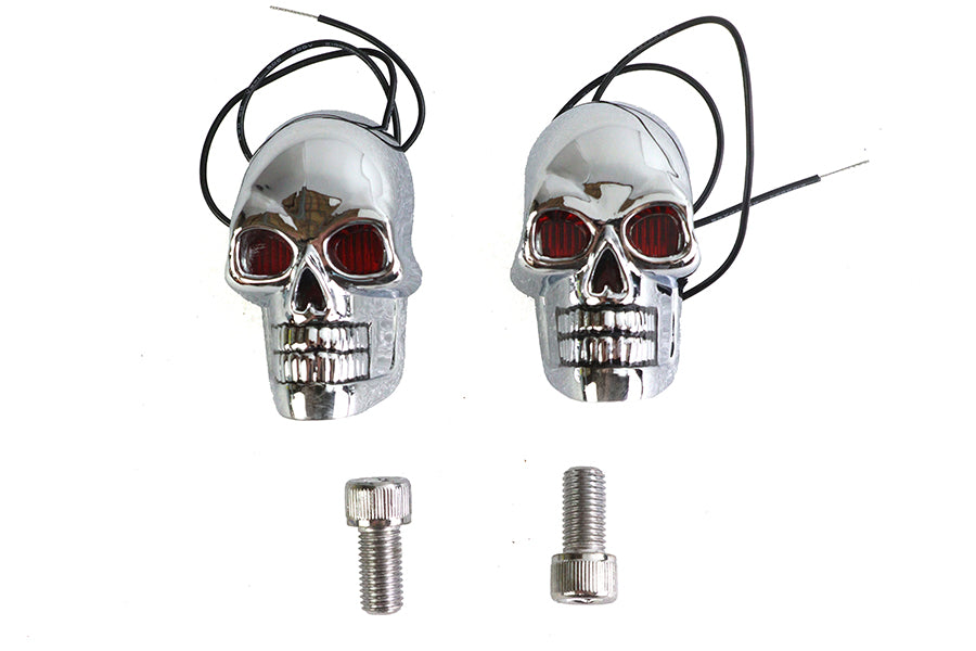 2 Chrome Skull Marker Lamp