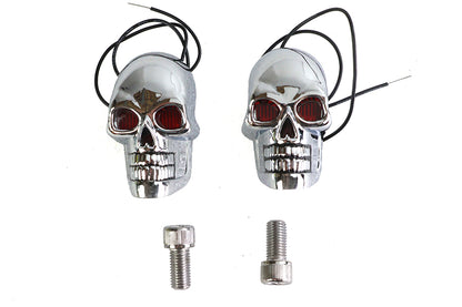2 Chrome Skull Marker Lamp