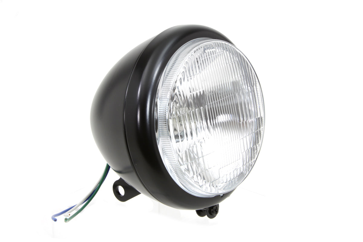Black 5-3/4 Round Headlamp Assembly Teardrop Style