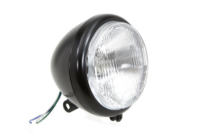 Black 5-3/4 Round Headlamp Assembly Teardrop Style