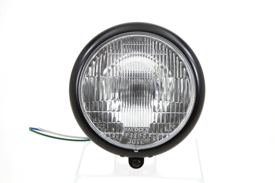 Black 5-3/4 Round Headlamp Assembly Teardrop Style