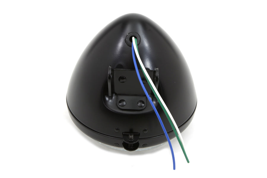 Black 5-3/4 Round Headlamp Assembly Teardrop Style