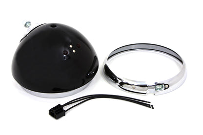 Black 7 K Headlamp Housing with Chrome Rim
